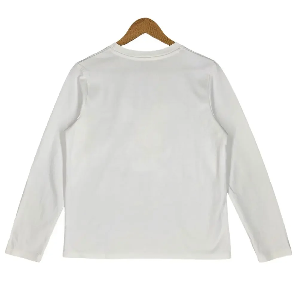MX FASHION WOMEN’S LONG‑SLEEVE CARTOON GRAPHIC TOP – WHITE –  MEDIUM MEASURED